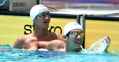 男子50m自由形、仲程と前原が同着1位 24秒80で全国標準突破 沖縄県中学総体