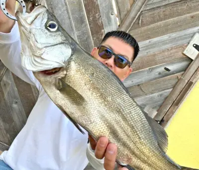 幻の魚ヒラスズキを釣り上げた天久聡さん、沖縄本島で記録なし