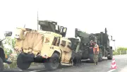 沖縄道で米軍車両が炎上、鎮火まで約40分 海兵隊員2人にけがなし 金武－石川ICで渋滞
