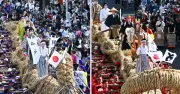 与那原大綱曳、東が2連覇 長さ90メートル大綱の熱戦